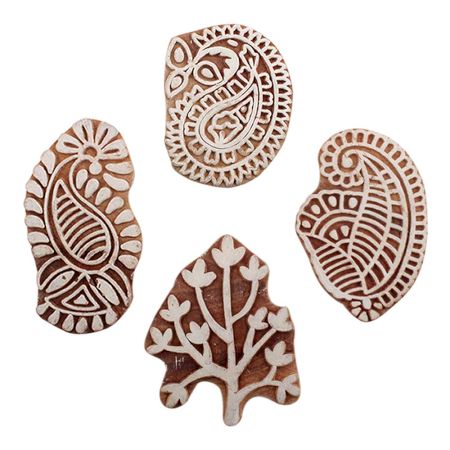 Set of 4 Piece New Mix Wooden Printing Blocks